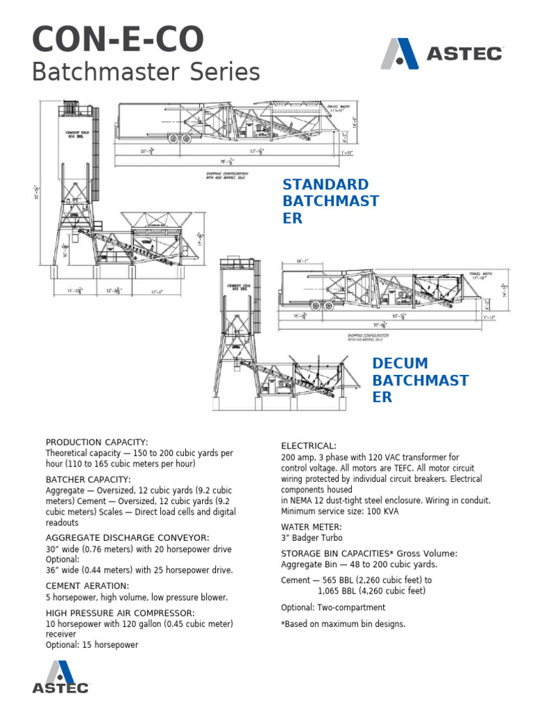 Astec Con e Co Batchmaster Series Specsheet | PDF