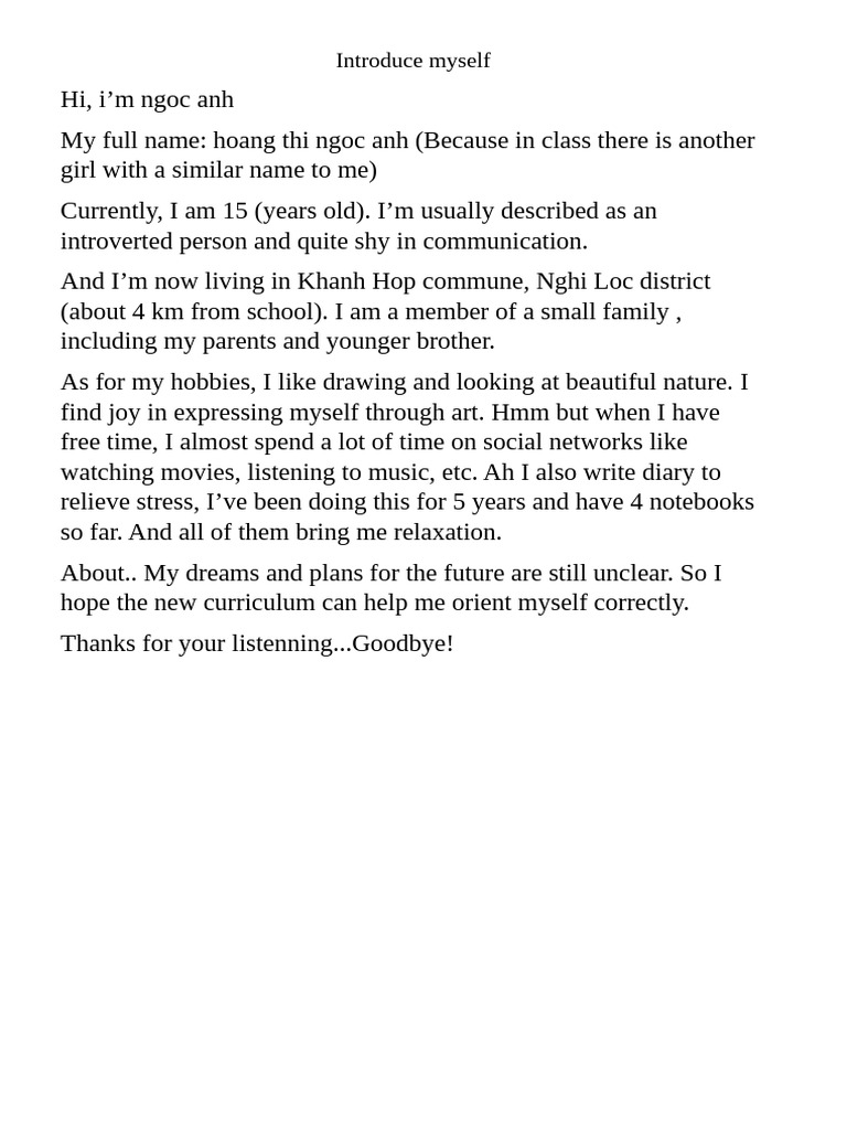Introduce Myself PDF