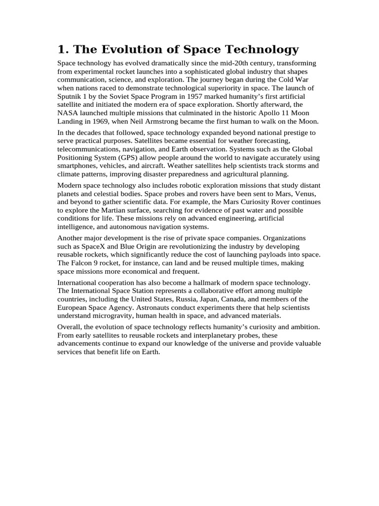 1. the Evolution of Space Technology | PDF | Space Exploration | Space ...