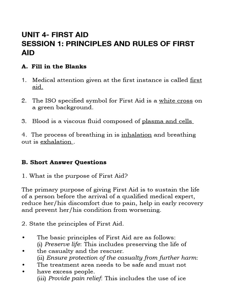 First Aid Unit-4 (S1, 2, 3) | PDF | First Aid | Clinical Medicine