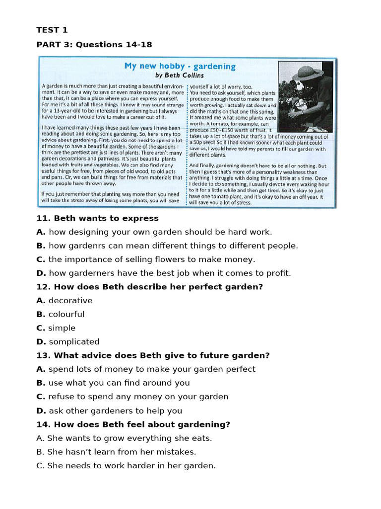 Reading Part 3 | PDF