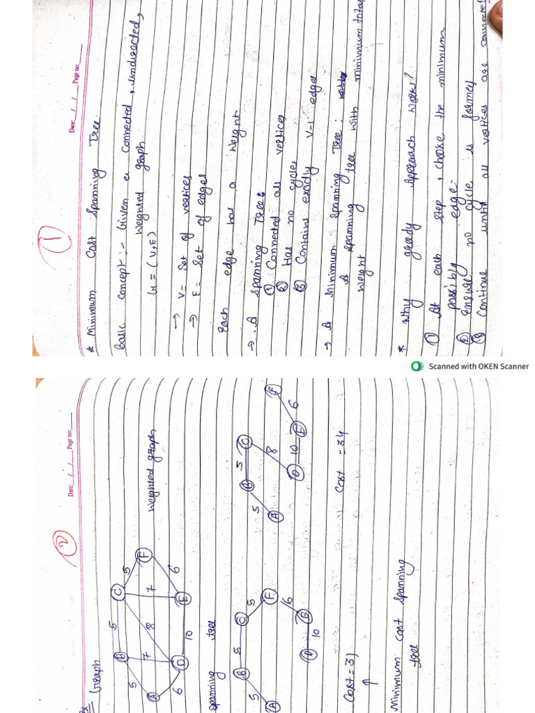 Minimum Cost Spanning Tree Unit - 3 DAA | PDF