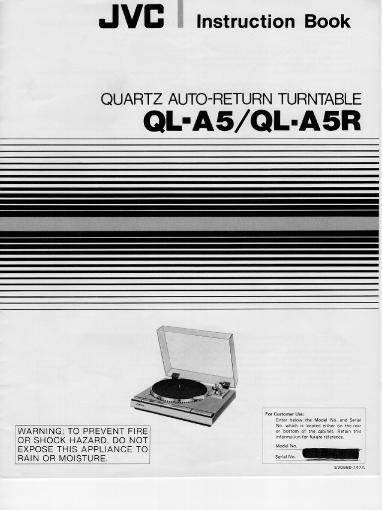 JVC Turntable QL-A5 Manual Instruction Book | PDF