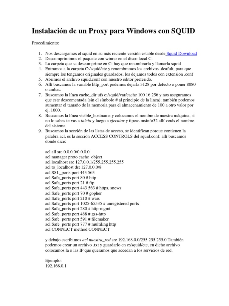 Instalación de Un Proxy para Windows Con SQUID | PDF | Software ...