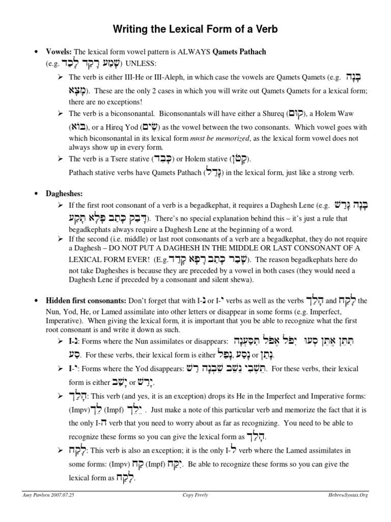 Verb Lexical Form | PDF | Linguistics | Languages