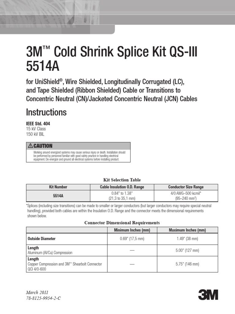 15kV Cold Shrink Splice Kit_5514A | PDF