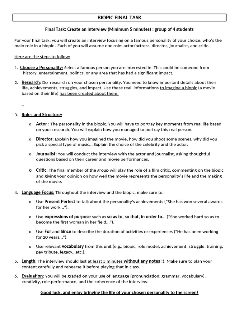 Biopic Final Task | PDF