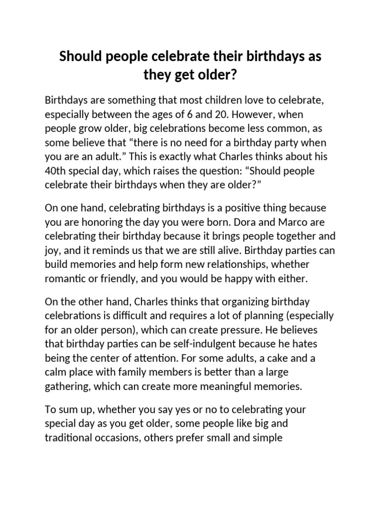 Should People Celebrate Their Birthdays as They Get Older | PDF