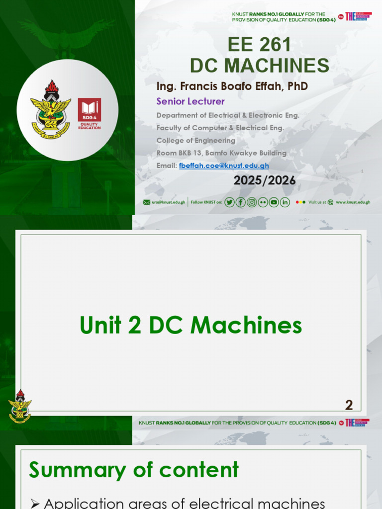 Ee 261 Unit 2 - 2026 | PDF | Electric Motor | Electric Generator