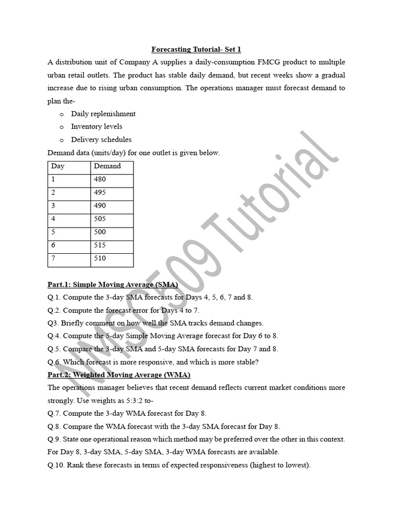 Forecasting Tutorial 1 | PDF