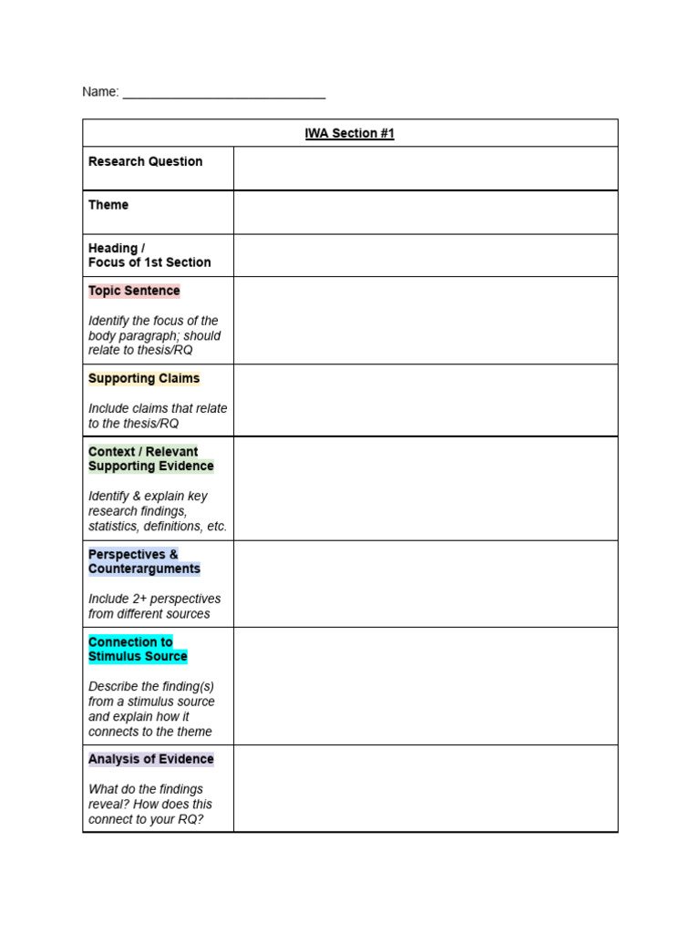IWA Section #1 Template | PDF | Paragraph | Methodology