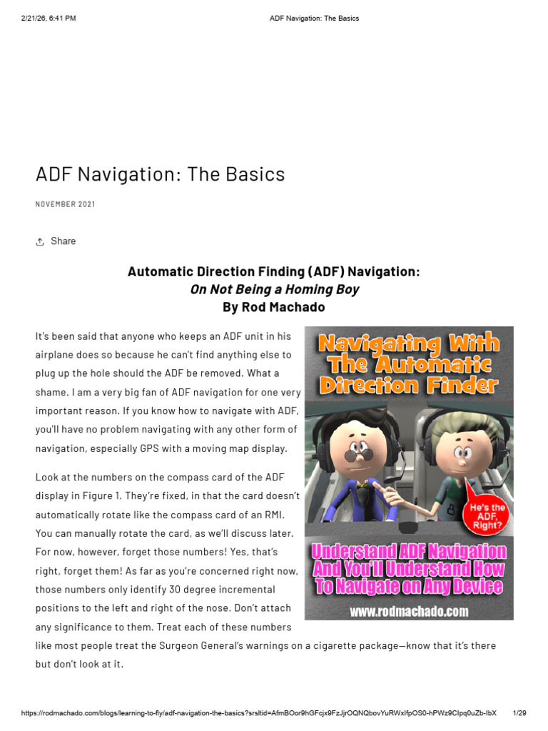 ADF Navigation - The Basics | PDF | Compass | Avionics