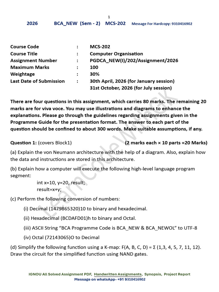 MCS 202 | PDF | Cpu Cache | Input/Output