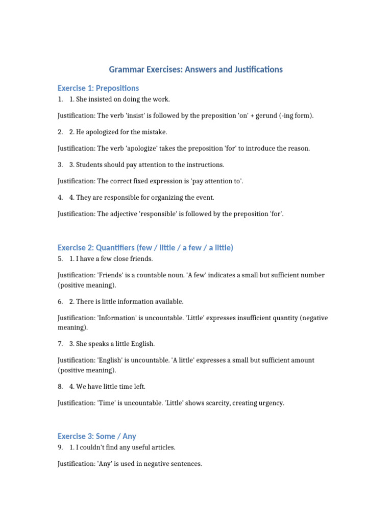 Grammar Exercises Editable Word Format-1 | PDF