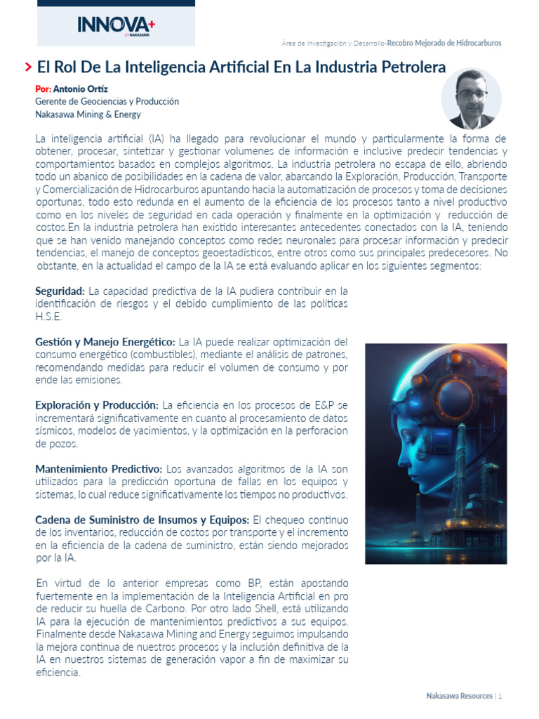 INN El Rol de La Inteligencia Artificial en La Industria Petrolera ...