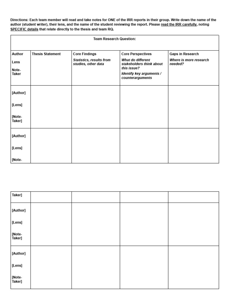 Team IRR Note Taking (1) | PDF