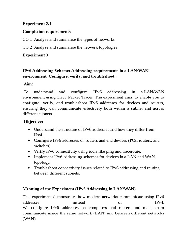 Experiment 3 for NA | PDF | I Pv6 | Computer Network