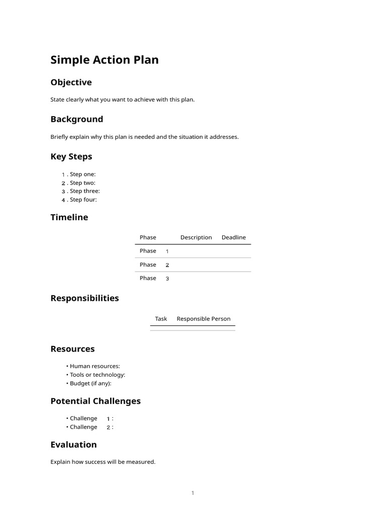 Simple Action Plan | PDF