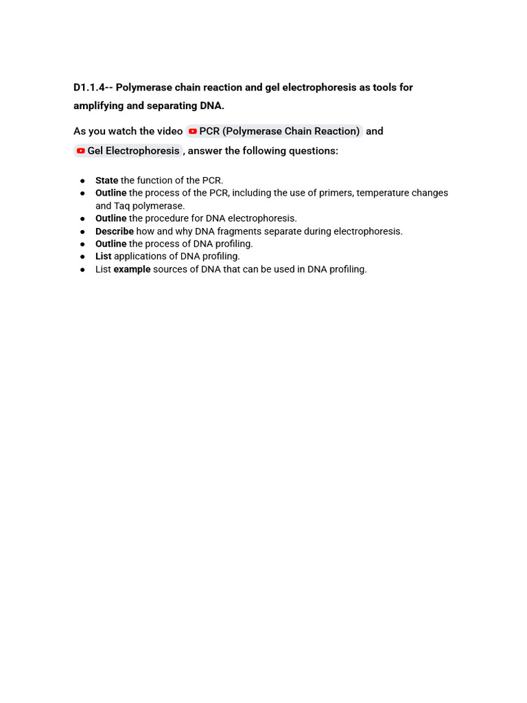 PCR and Gel Electrophoresis | PDF