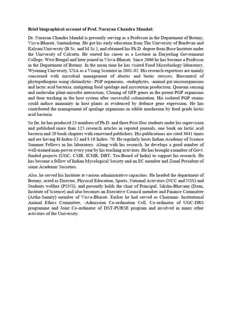 Brief Biographical Account | PDF | Bacteria | Biology