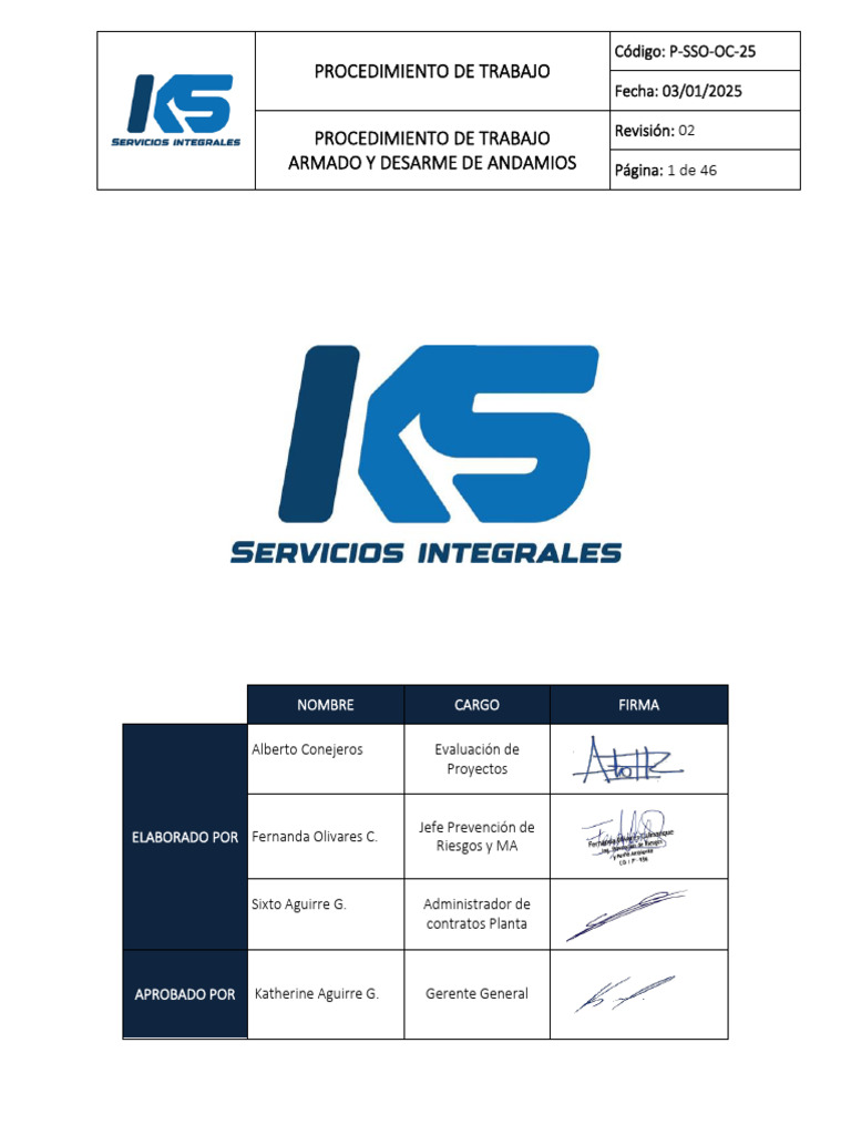 P-SSO-OC-25 PROCEDIMIENTO - ARMADO DE ANDAMIOS (v3) | PDF | Valores ...