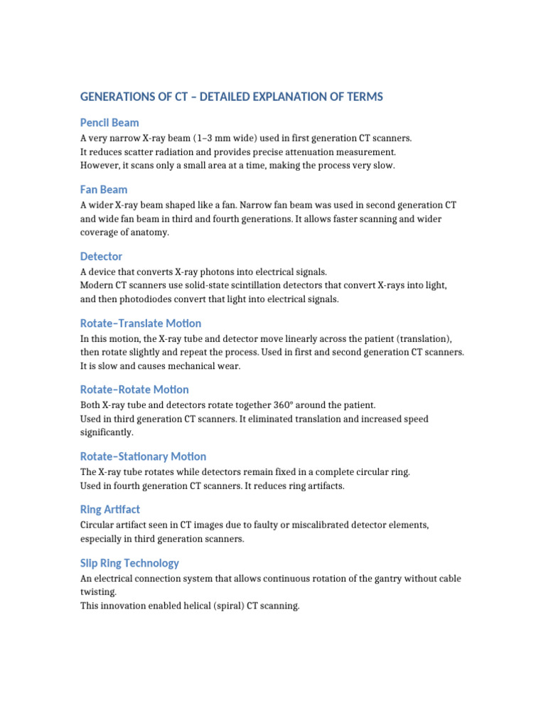 Generations of CT Detailed Explanation Notes | PDF