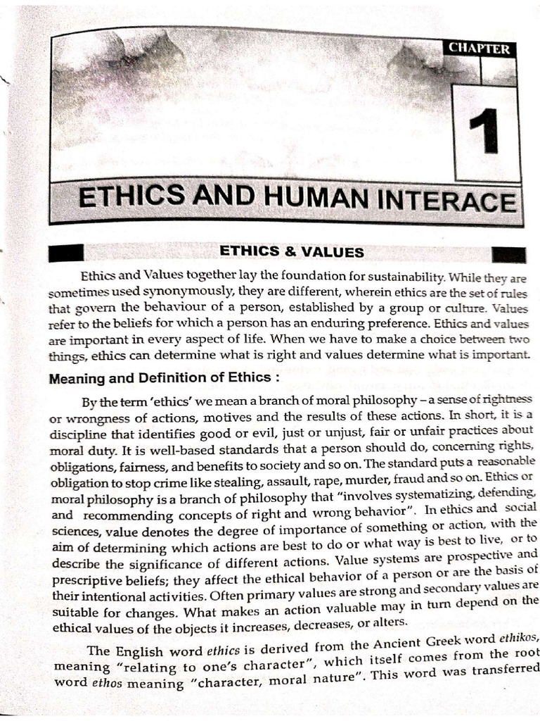 Ethics and Values Unit 1 - Compressed | PDF