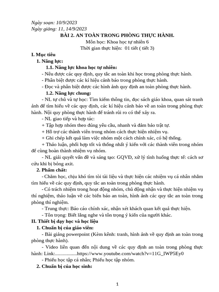 bài 2 KHTN 6 | PDF