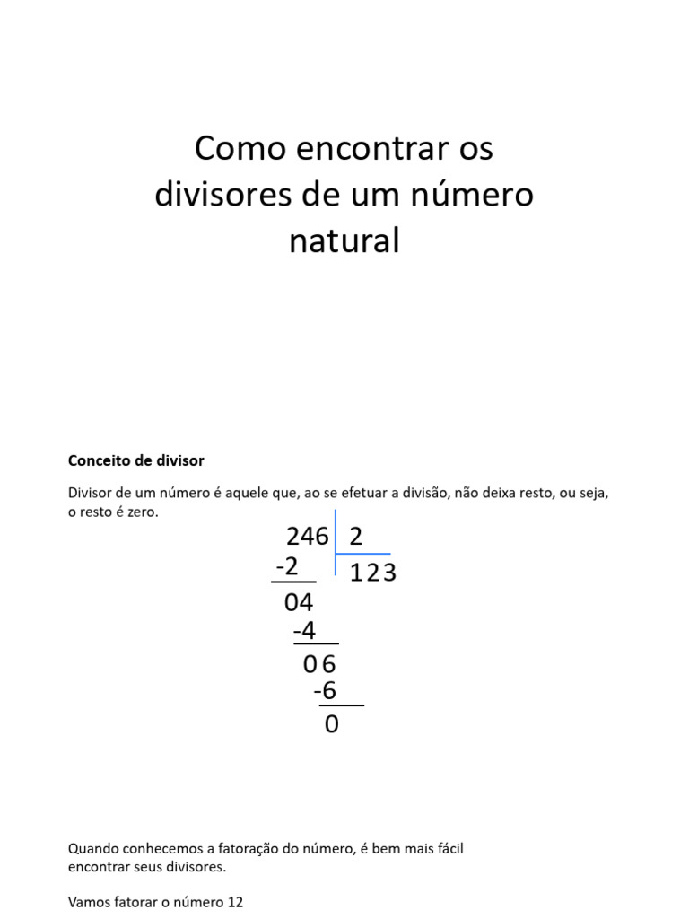 (Matemática) (6º Ano) (Números) Como Encontrar Os Divisores de Um ...