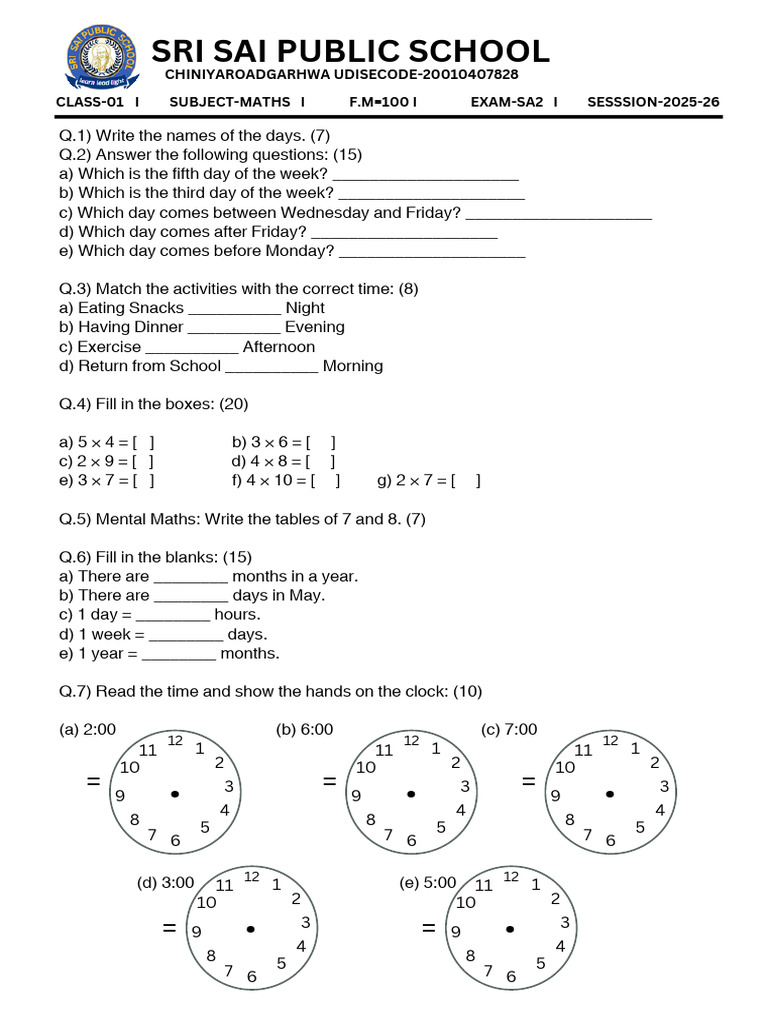 Class 01[Maths] | PDF