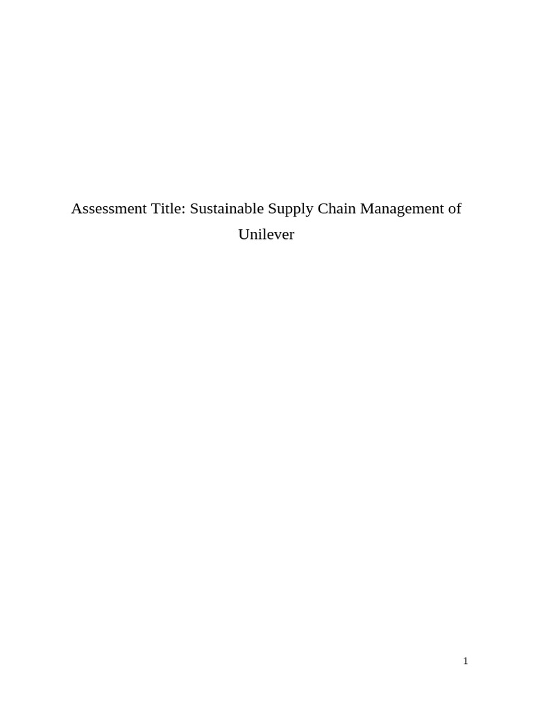 Unilever Sustainable Supply Chain Management | PDF | Sustainability ...