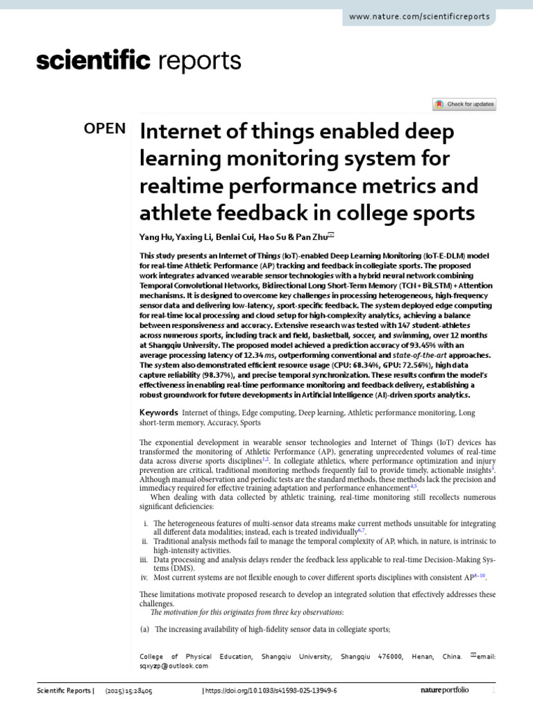 Internet of Things Enabled Deep Learning Monitoring System for Realtime ...