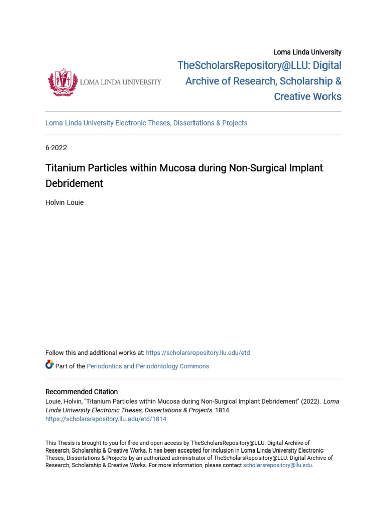 Titanium Particles Within Mucosa During Non-Surgical Implant Debr | PDF ...