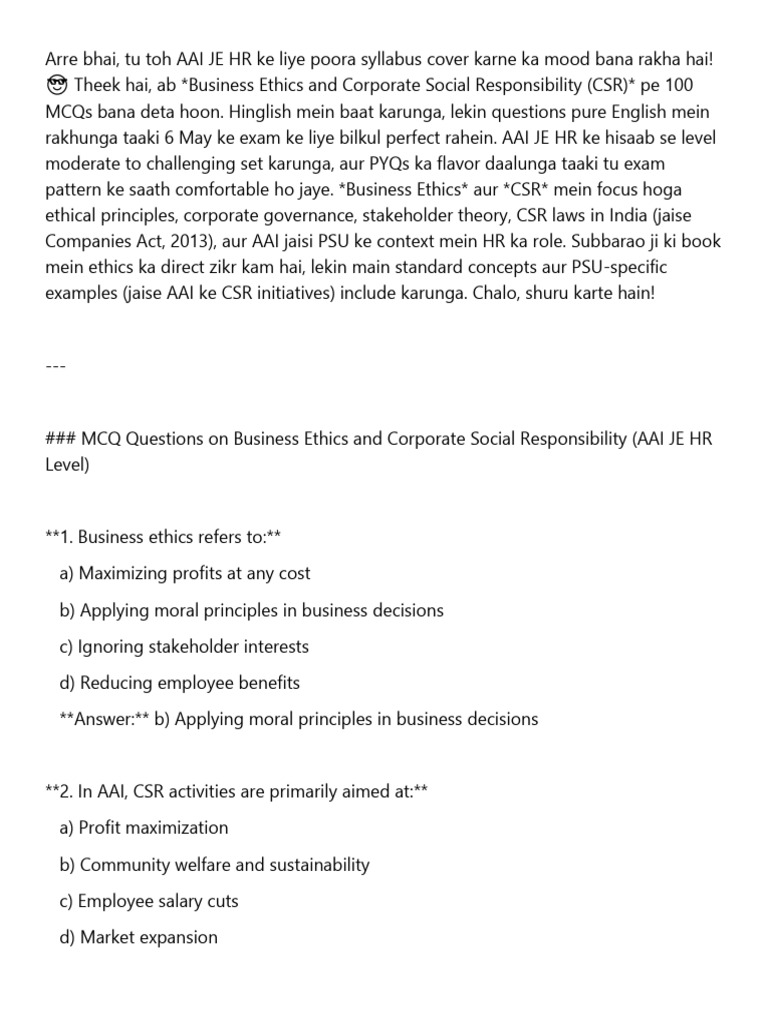 9. Business Ethics and Corporate Social Responsibility | PDF ...