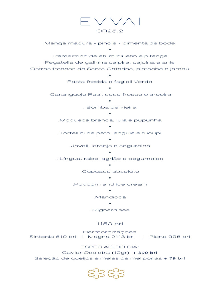 Evvai Menu 2025 | PDF