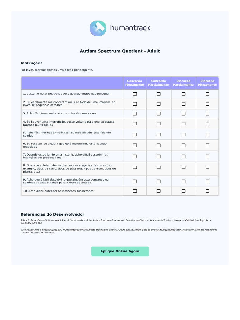 Autism Spectrum Quotient - Adult (1) | PDF