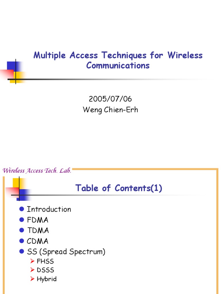 Multiple Access Techniques Overview | PDF