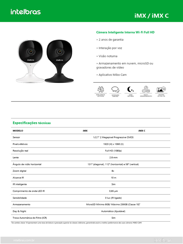 Datasheet - IMX e IMX C - Câmera Inteligente Interna Wi-Fi Full HD ...