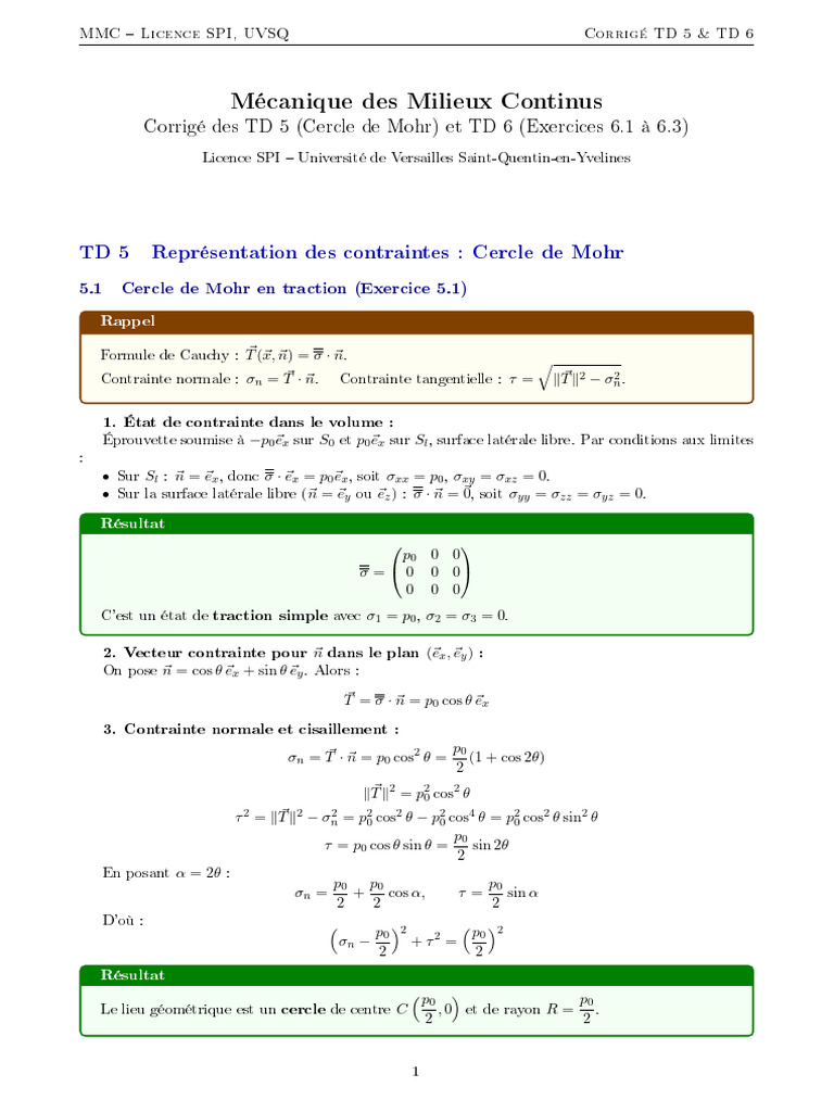 Corrige Td5 Td6 MMC | PDF | Contrainte de cisaillement | Mécanique des ...