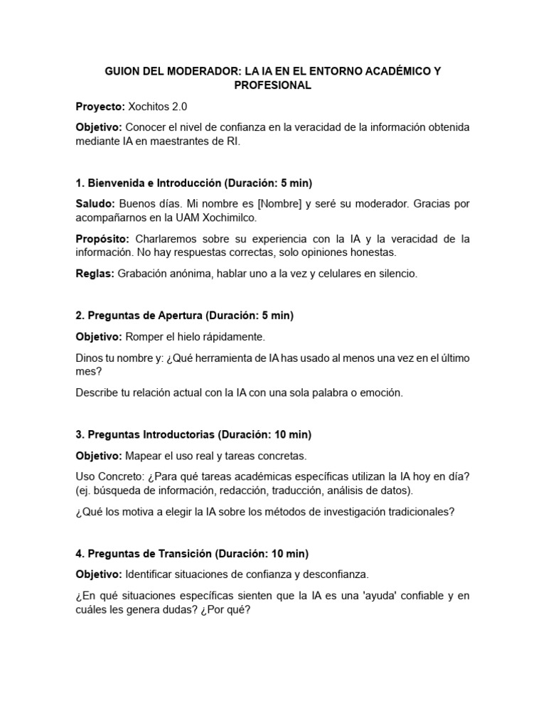 Guion Del Moderador | PDF