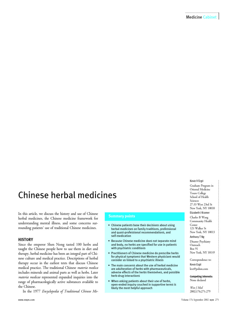 Chinese Herbal Medicines | PDF | Traditional Chinese Medicine | Psychiatry