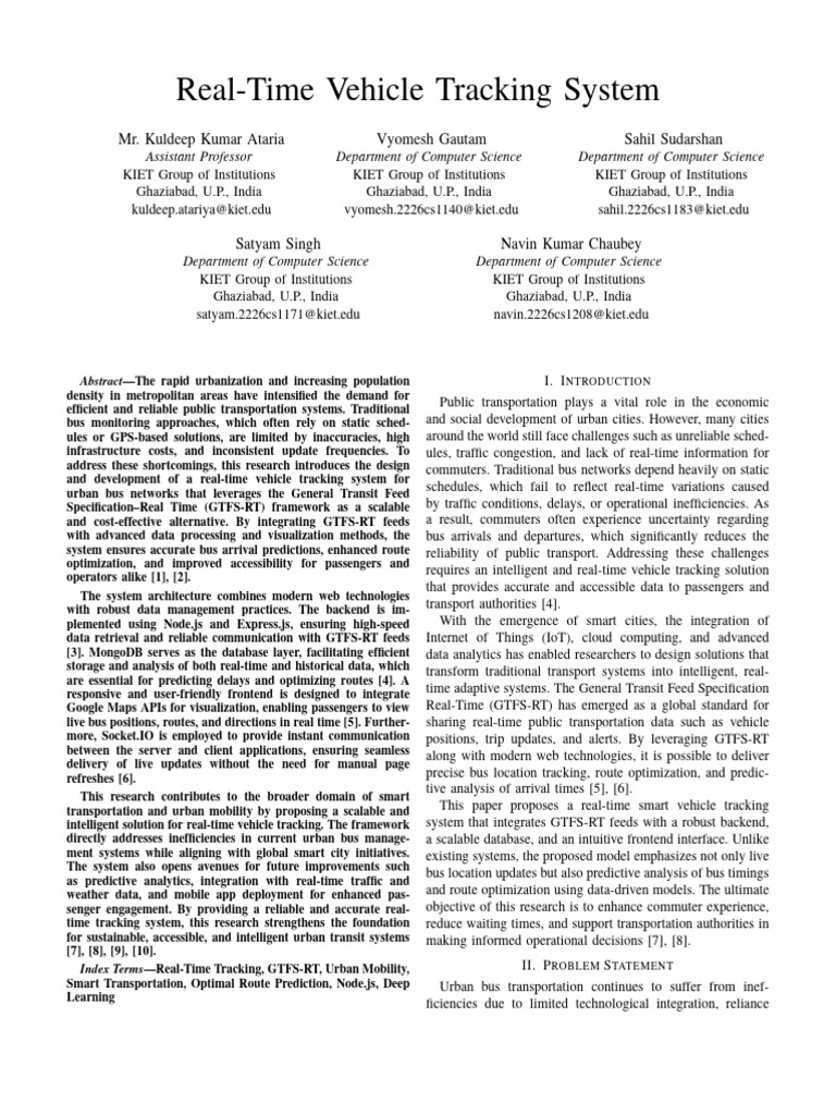 Research - Paper Vehicle Tracking System | PDF | Internet Of Things ...