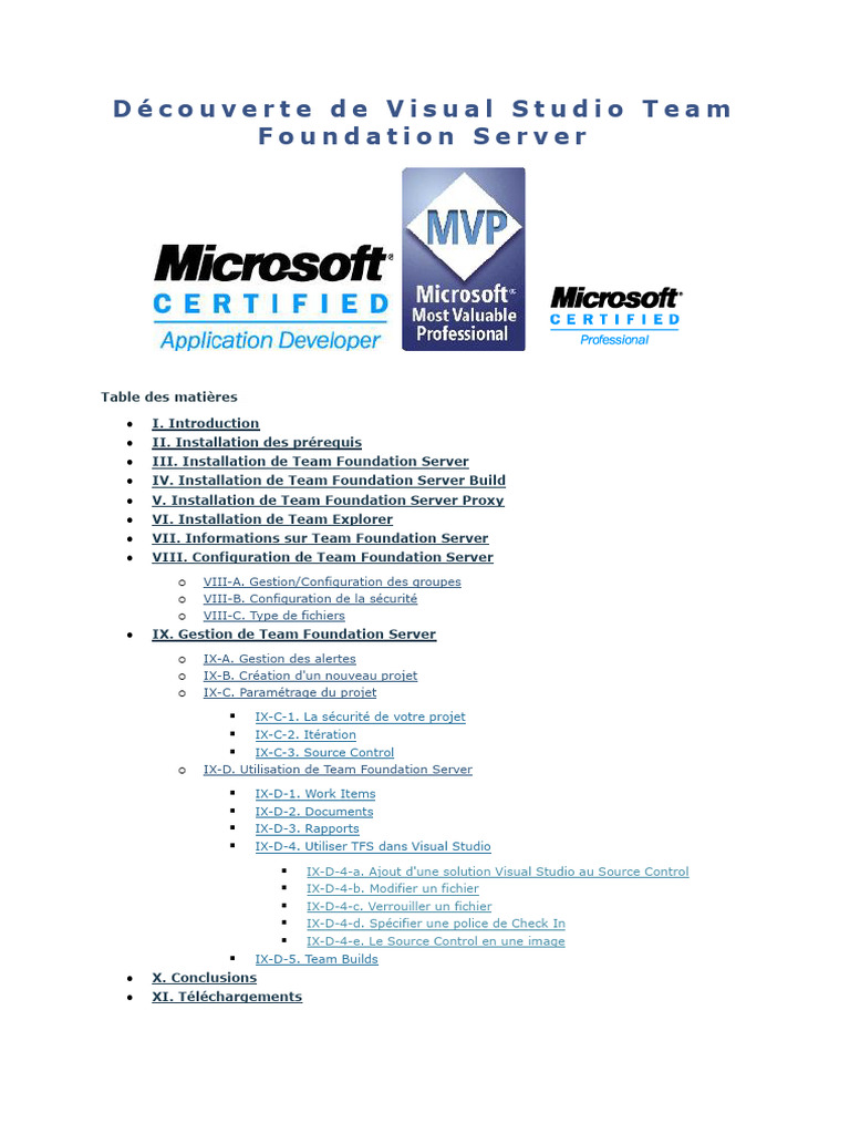 Découverte de Visual Studio Team Foundation Server | PDF | SharePoint ...