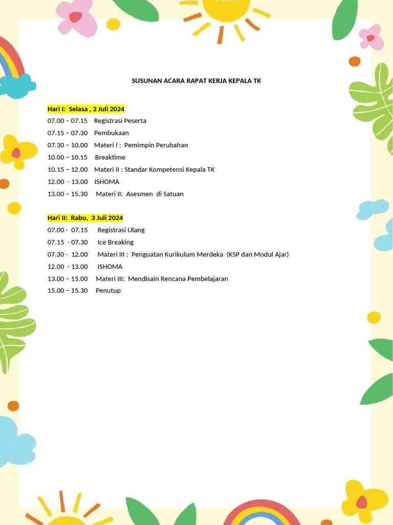 Run Down Acara RAKER K3TK | PDF