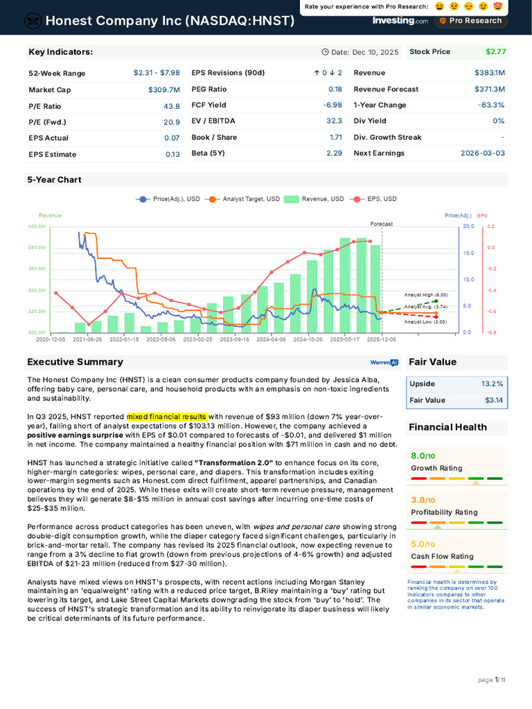 Honest Company Analysis | PDF | Retail | Valuation (Finance)