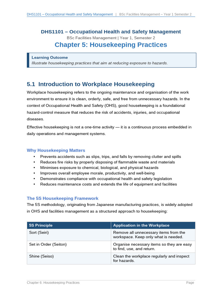 Chapter 5 - Housekeeping | PDF | Waste | Waste Management