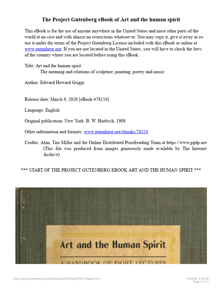 Art and the Human Spirit | Project Gutenberg | PDF | Project Gutenberg