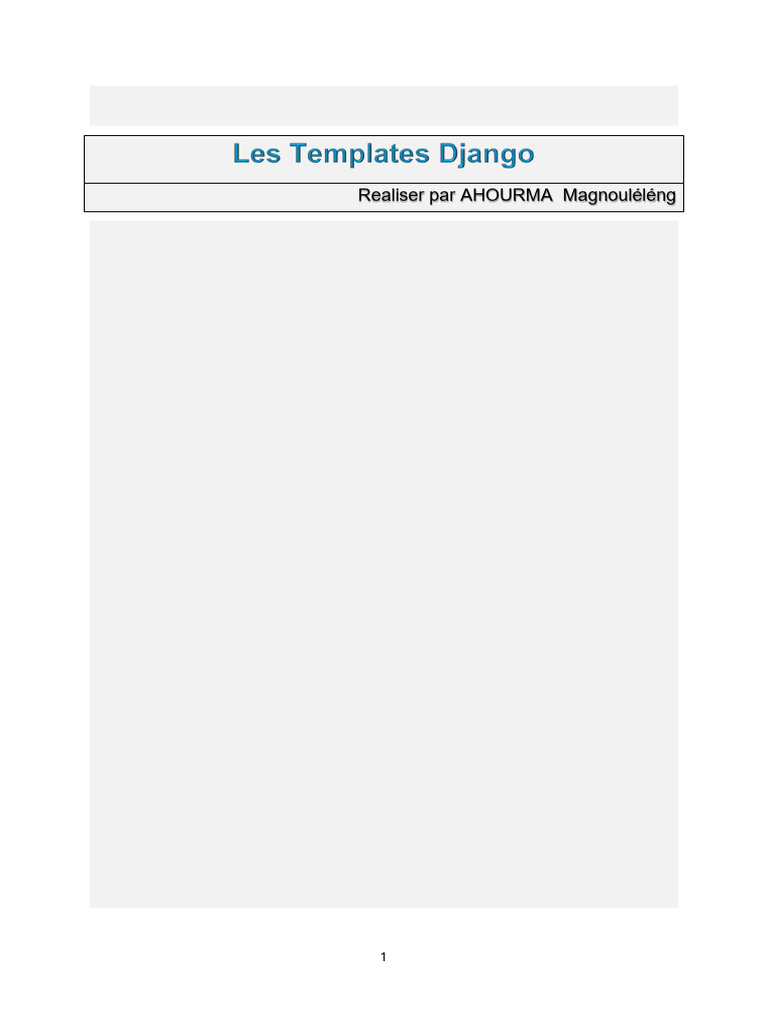 Cours Sur Les Les Templates Django | PDF | Langage de balisage ...