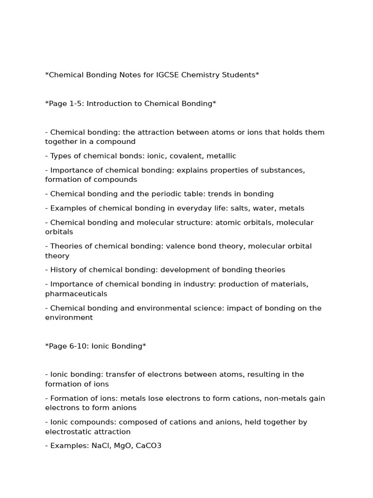 Chemical Bonding Igcse | PDF | Chemical Bond | Ion
