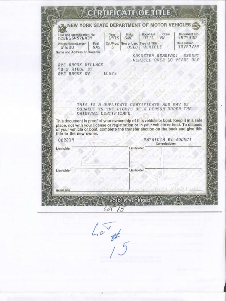 Doc 0150 Paperwork for Vehicle | PDF